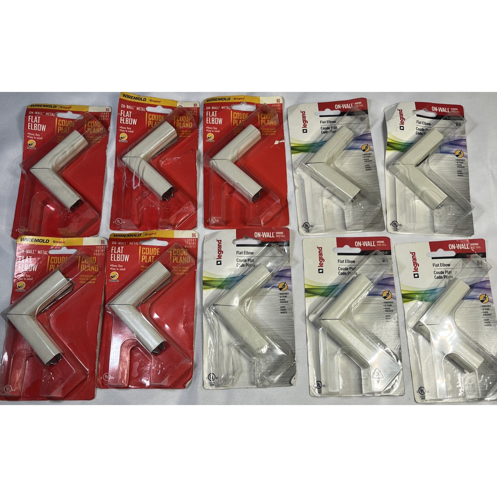 LOT OF 10 Legrand B6 Wiremold On-Wall 90-Degree Metal Raceway Flat Elbow Ivory